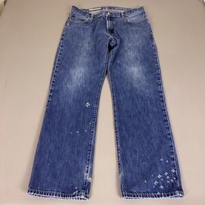 Gap 1969 Jeans Men's 34x32 Standard Blue Medium Wash Straight Distressed *flaw